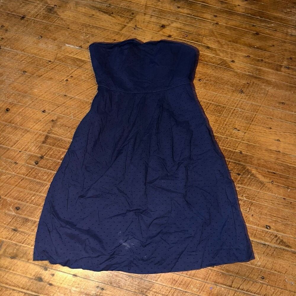 J Crew navy eyelet strapless semi formal layered mini dress